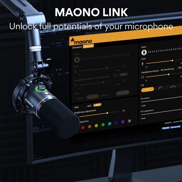 MAONO PD200X - Mic Maono PD200X Podcast Hai Chế Độ Cổng USB / XLR RGB Kèm Mic XLR Cho PC / Điện Thoại