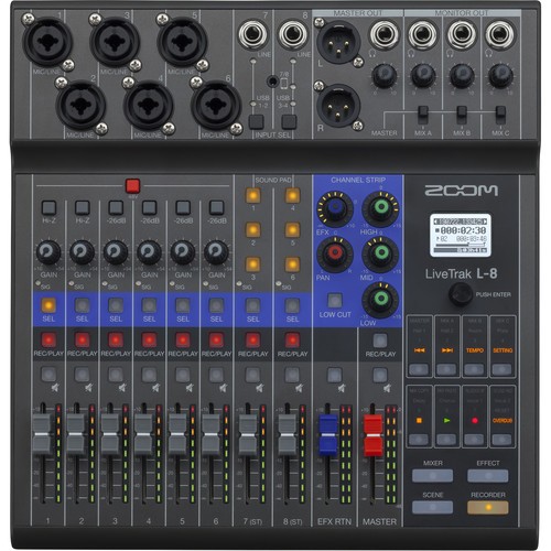 ZOOM L8  Máy Ghi Âm - Zoom LiveTrak L-8 Portable 8-Channel Digital Mixer and Multitrack Recorder