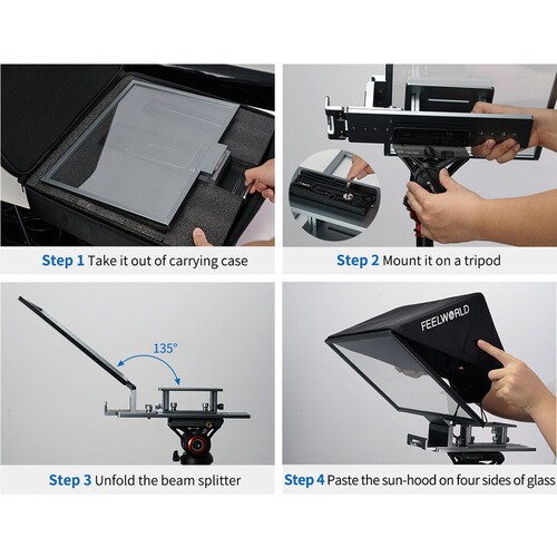 Máy nhắc chữ FeelWorld TP16 Folding Teleprompter kèm Remote Control dùng cho Tablets