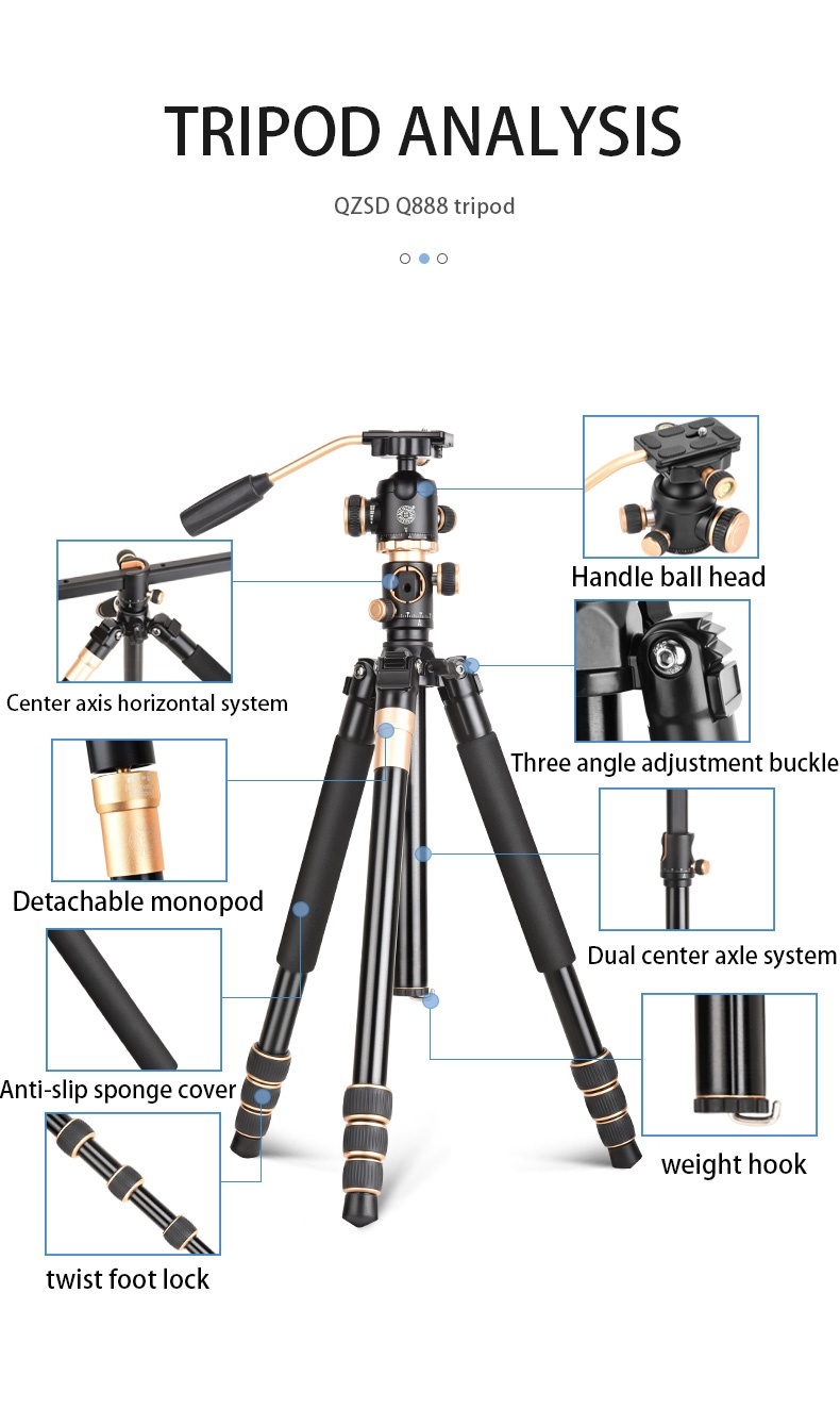 Chân máy ảnh chuyên nghiệp Tripod Beike – Q888 Pro