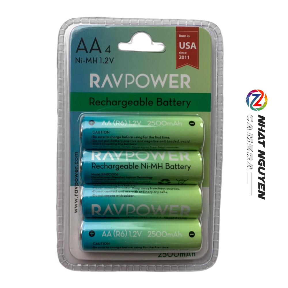 Pin 1,2V NiMH AA 2500mAh, hiệu Ravpower, model RP-BC1006