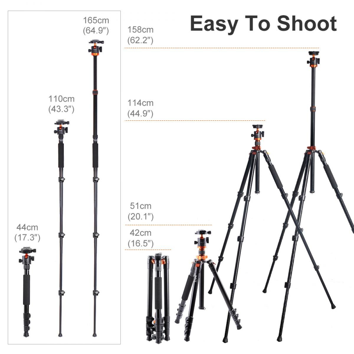 Chân máy ảnh Tripod K&F CONCEPT K254A3 Chất liệu hợp kim