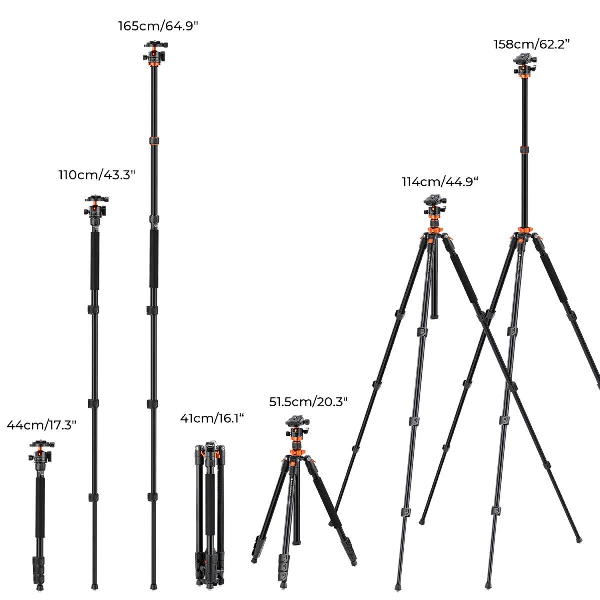 Chân máy ảnh Tripod K&F CONCEPT K254A3 Chất liệu hợp kim