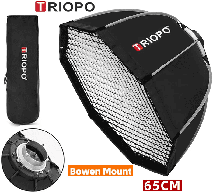 Softbox Bát giác TRIOPO K2-65 thao tác nhanh, ngàm Bowens, kèm tổ ong