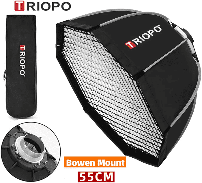 Softbox Bát giác TRIOPO K2-55 thao tác nhanh, ngàm Bowens, kèm tổ ong