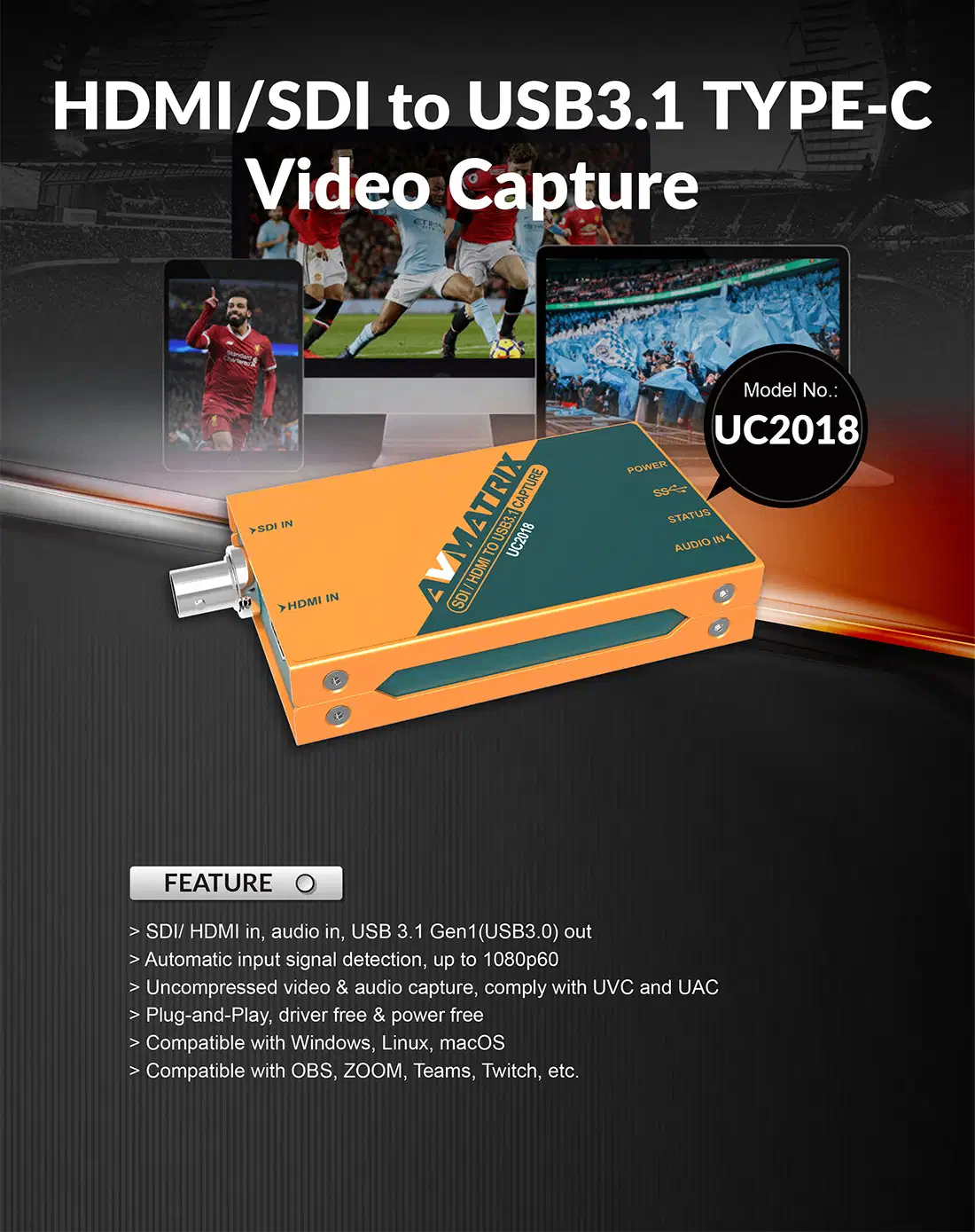 Card Capture Avmatrix UC2018 ( 1 input SDI & 1 input HDMI )