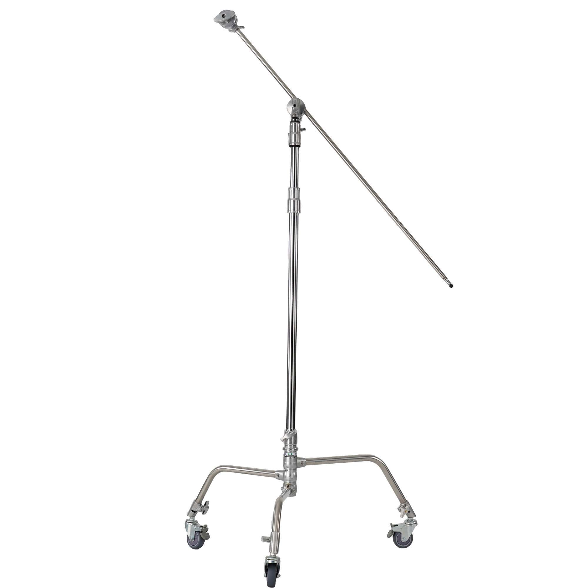 Chân Đèn C Stand CK1 Pro Inox 2 khớp + 1 tay boom, có bánh xe