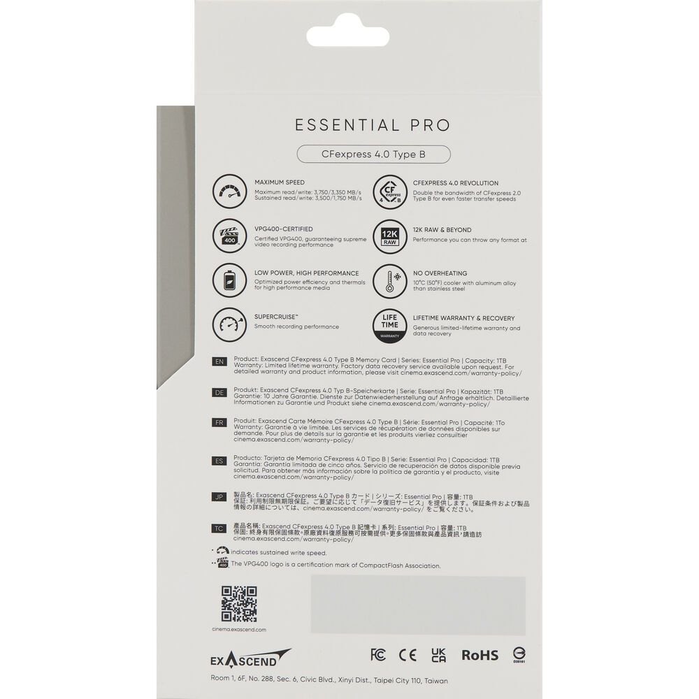 Thẻ nhớ Exascend 1TB Essential Pro CFexpress 4.0 Type B