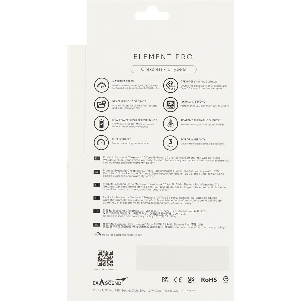 Thẻ nhớ Exascend 512GB Element Pro CFexpress 4.0 Type B