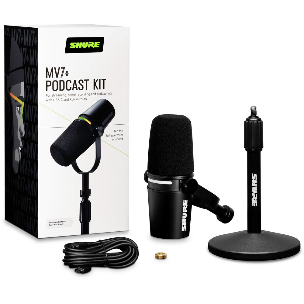 Micro Shure MV7+ + Kit kèm chân đế - Podcast XLR/USB Microphone - Chính hãng