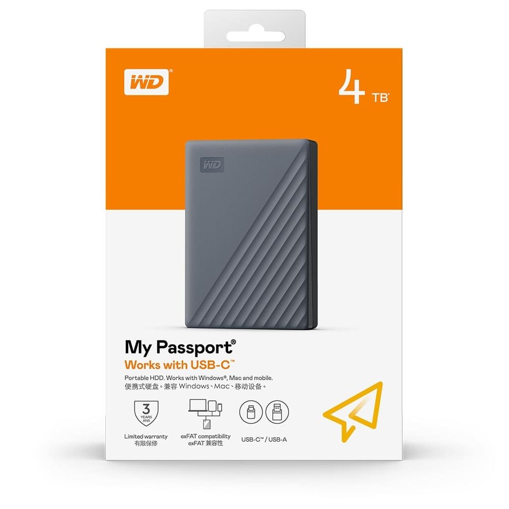 Ổ cứng di động WD My Passport 4TB Works with USB-C