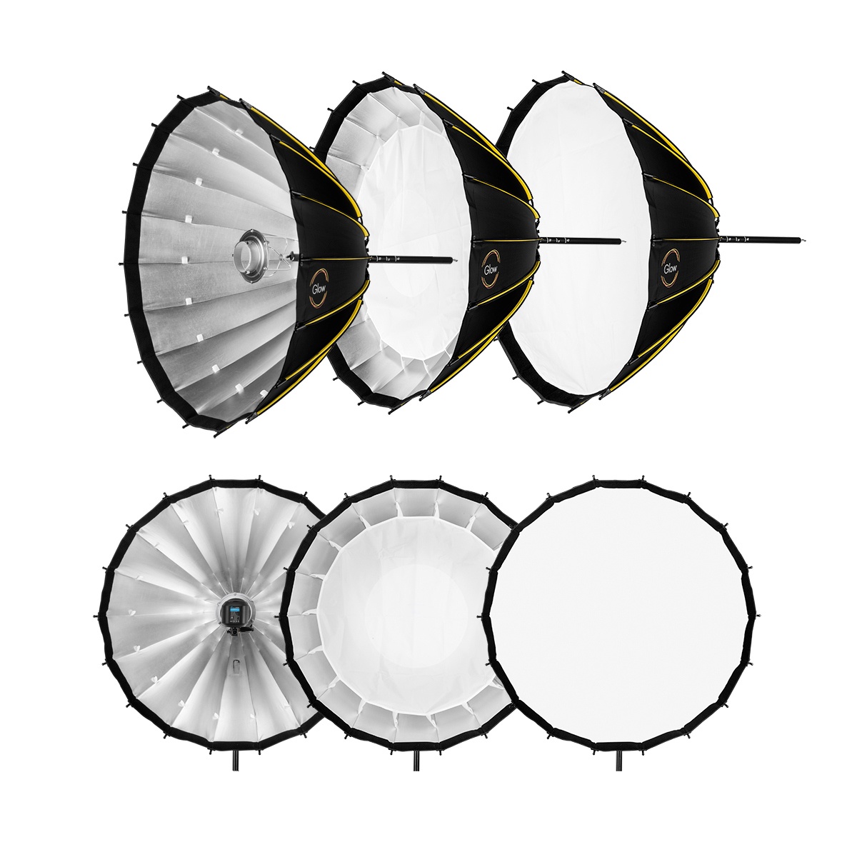 Glow Profond Quick-Open Deep Parabolic Softbox kèm Focusing Rod System