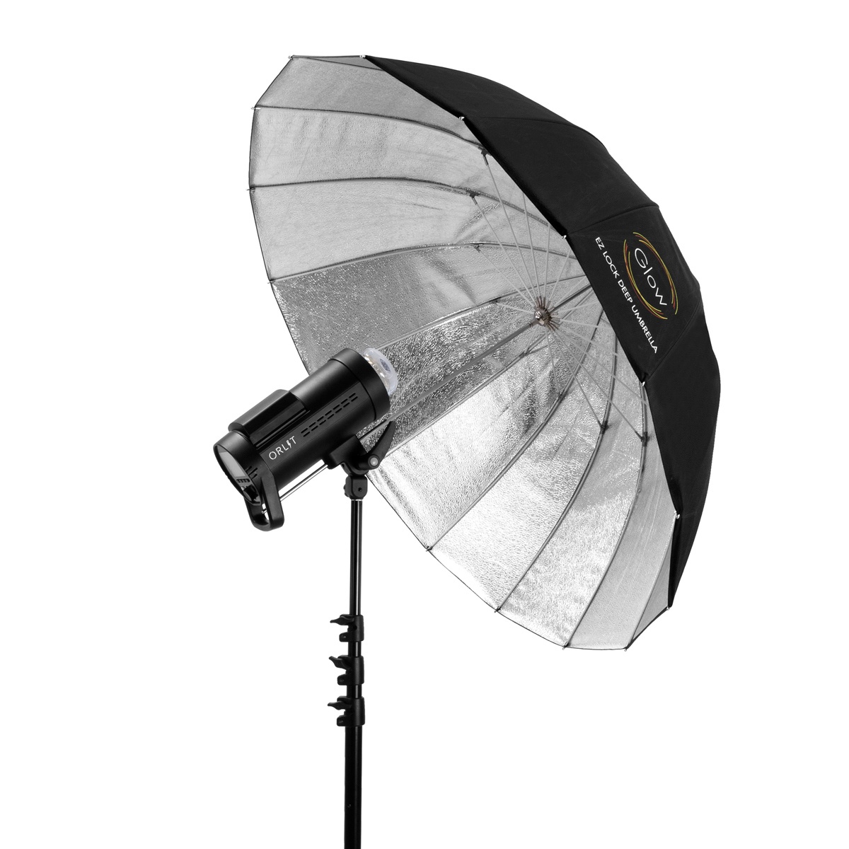 Dù phản Bạc Glow Easy Lock Deep Beaded Silver Fiberglass Umbrella