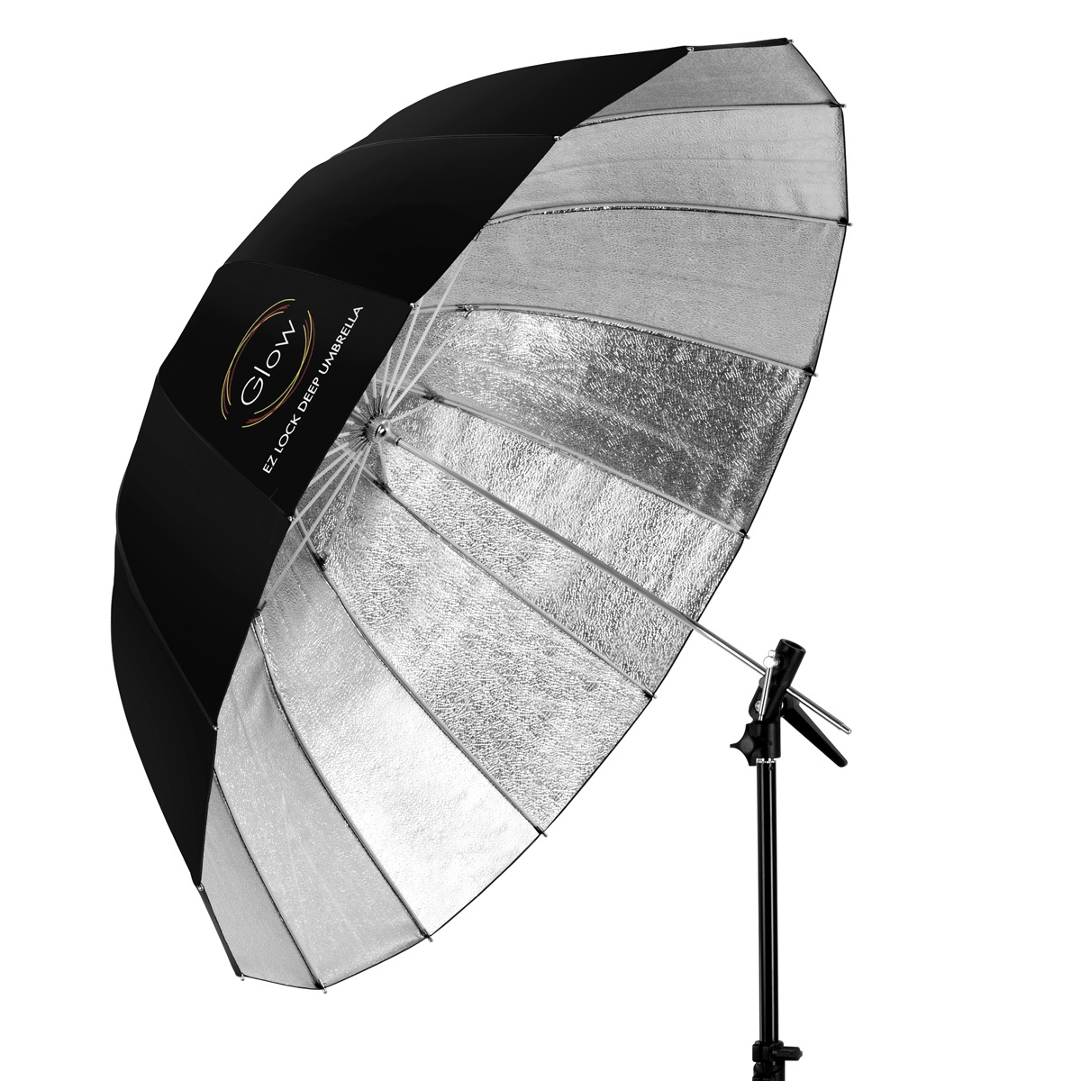 Dù phản Bạc Glow Easy Lock Deep Beaded Silver Fiberglass Umbrella