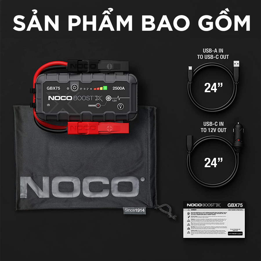 Pin dự phòng kiêm bộ khởi động xe NOCO BOOST X GBX75 12V 2500A 74Wh