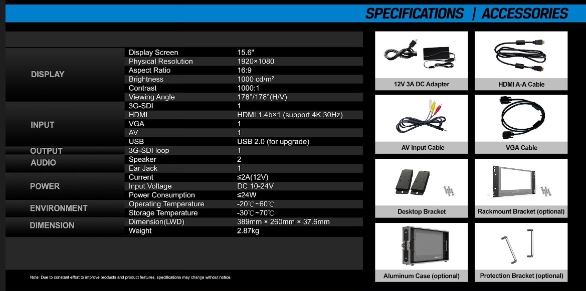 Lilliput PVM150S 15.6" Rack-Mountable 1920 x 1080 LCD Surveillance Monitor