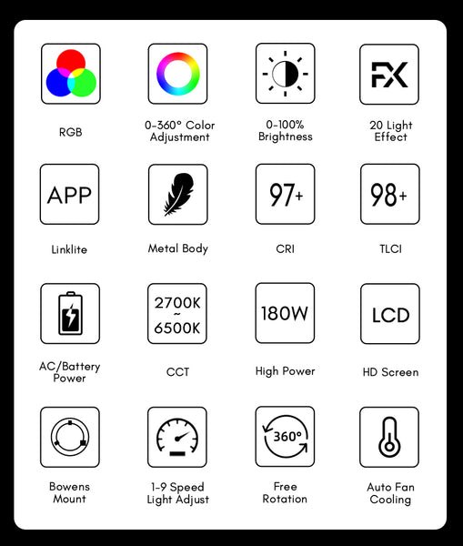 Đèn Led Tolifo X-180RGB 2700K-6500K