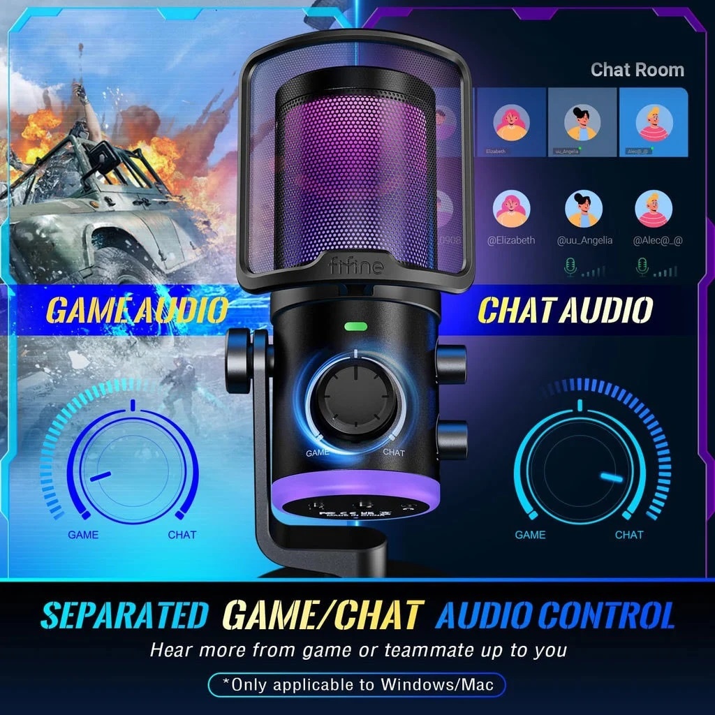 Fifine AM6 Micro RGB cho Gaming/Streaming/Podcast/Twitch/Discord