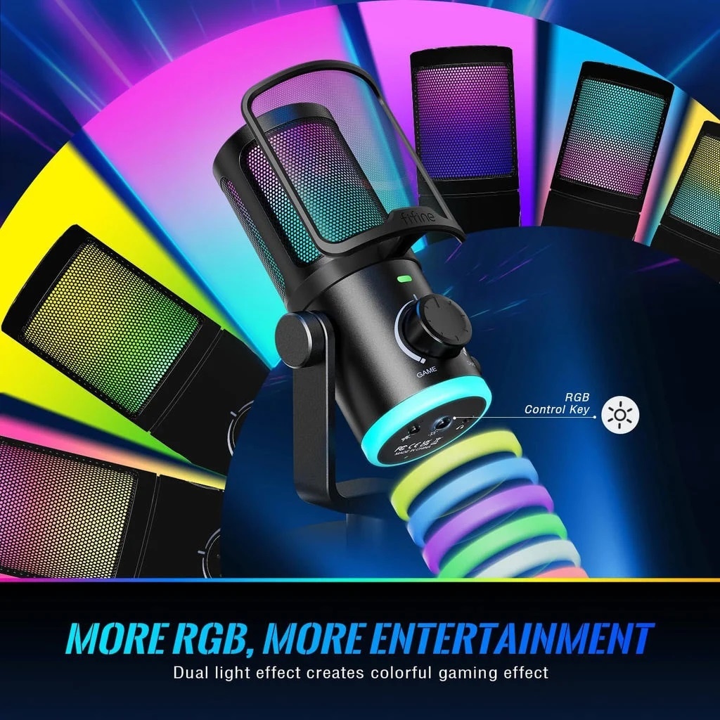 Fifine AM6 Micro RGB cho Gaming/Streaming/Podcast/Twitch/Discord