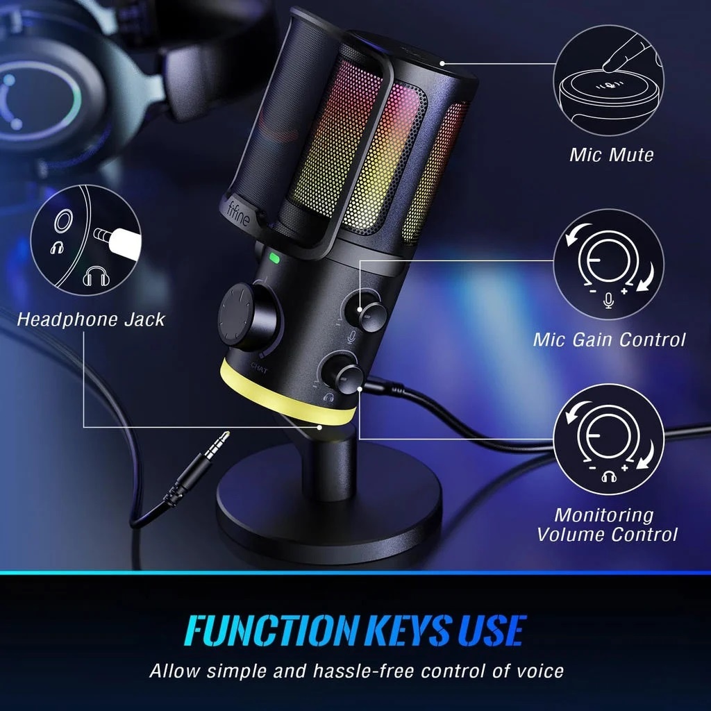 Fifine AM6 Micro RGB cho Gaming/Streaming/Podcast/Twitch/Discord