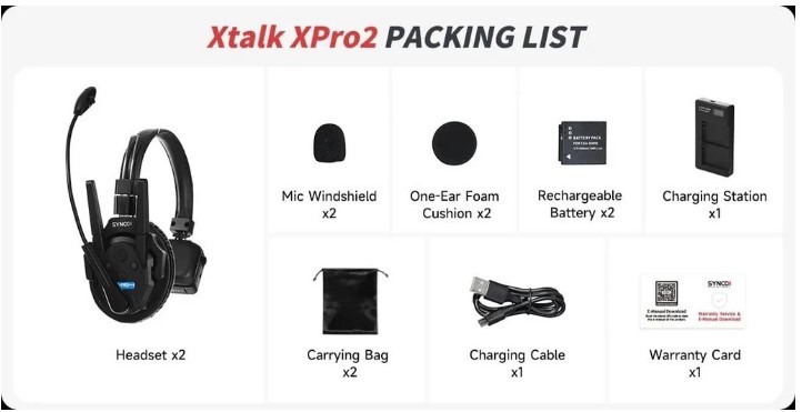 Synco Xtalk XPro2 Wireless Intercom System with 2 Single-Ear Headsets (2.4 GHz)