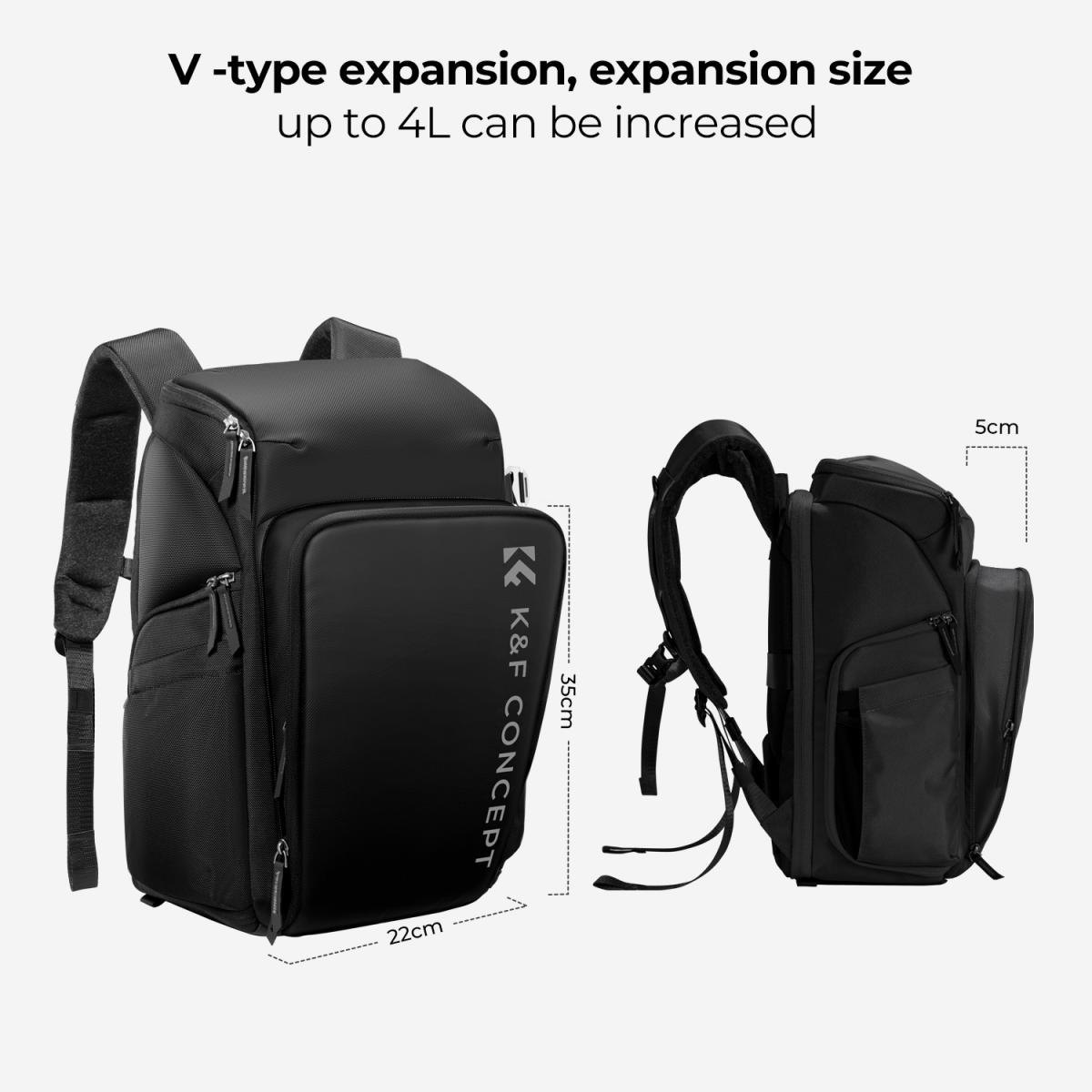 Balo K&F Concept đựng máy ảnh KF13.128V4 laptop, flycam K&F Concept Camera Alpha Backpack Air 25L - Đen