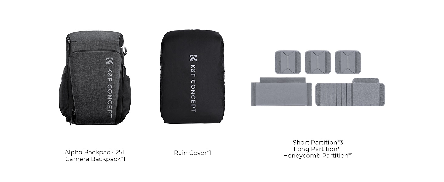 Balo K&F Concept đựng máy ảnh KF13.128V4 laptop, flycam K&F Concept Camera Alpha Backpack Air 25L - Đen