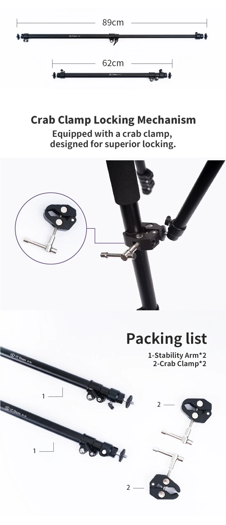 Bộ Magic Arm YC Onion Z1S1 Stability Arms cố định Slider lên Gimbal nhanh chóng chính hãng