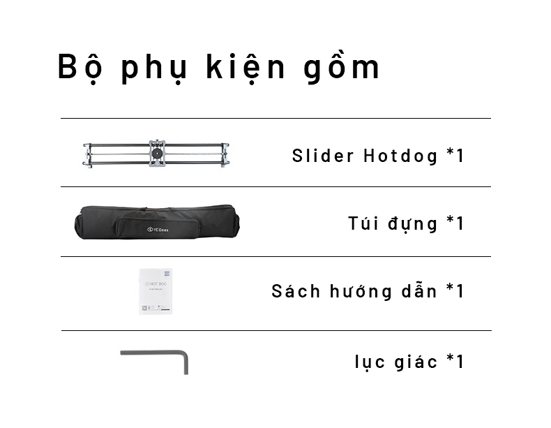 Slider YC Onion Hot Dog Manual Prlx & Pan Bộ thanh trượt gắn máy ảnh hỗ trợ quay phim điều khiển thủ công chính hãng- Size 60cm
