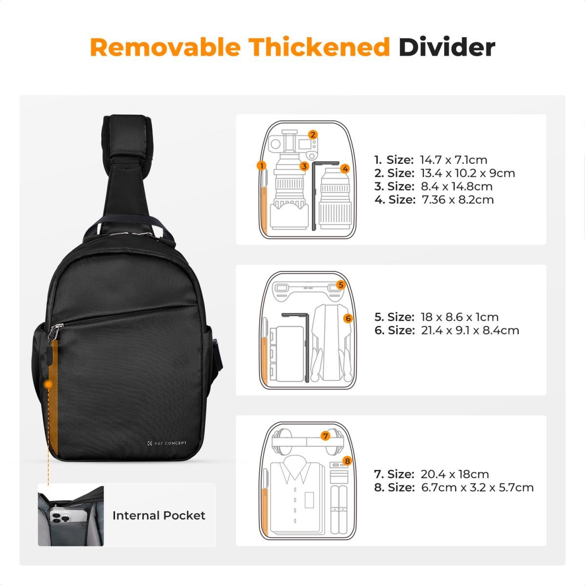 Túi đeo chéo máy ảnh KF KF13.171 ( Đen, 5L)