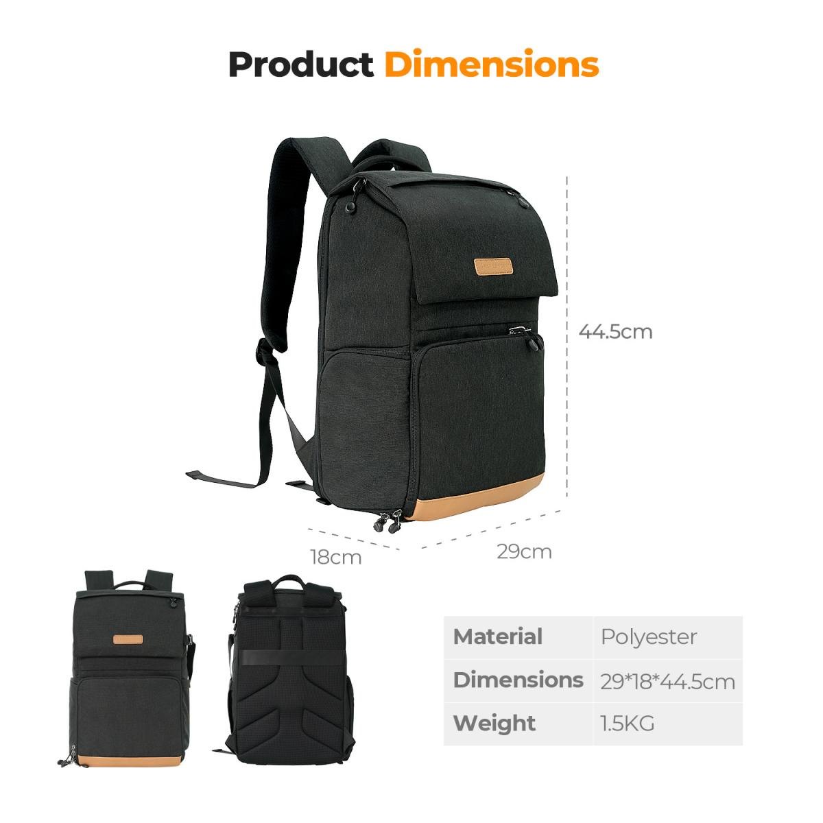 Balo máy ảnh KF KF13.104 V2 Đen dung tích 22L