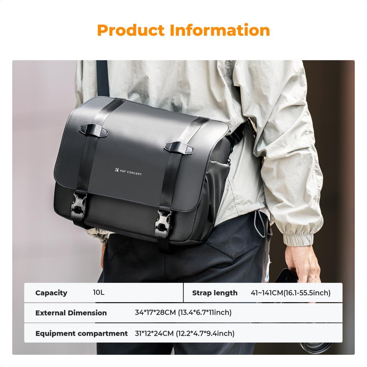 Túi đeo chéo máy ảnh KF KF13.163 ( Đen, 10L)