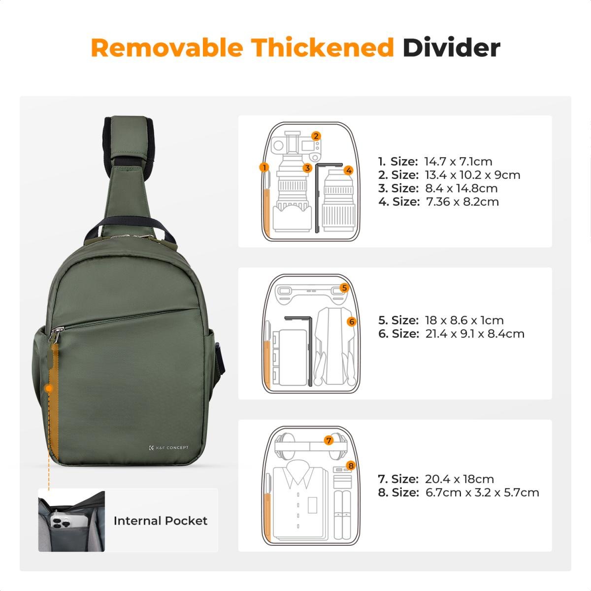 Túi đeo chéo máy ảnh KF KF13.171 V2 ( Xanh, 5L)