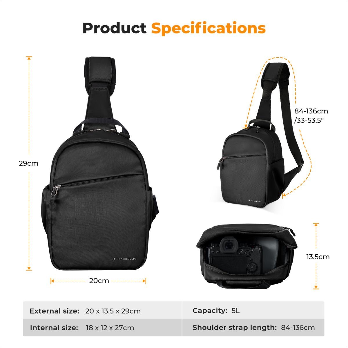 Túi đeo chéo máy ảnh KF KF13.171 ( Đen, 5L)