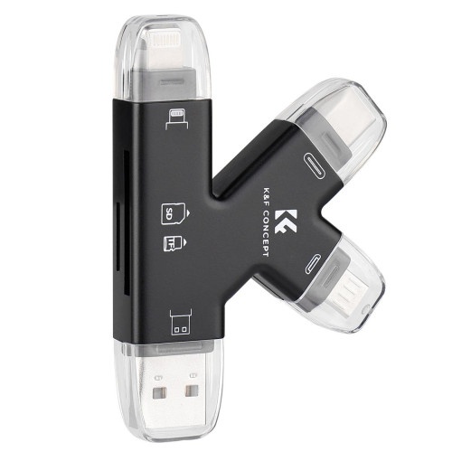 Đầu Đọc Thẻ Nhớ SD/MicroSD K&F Concept 4 trong 1 cho iPhone/iPad/Android/Mac/Computer KF42.0006 | Chính Hãng