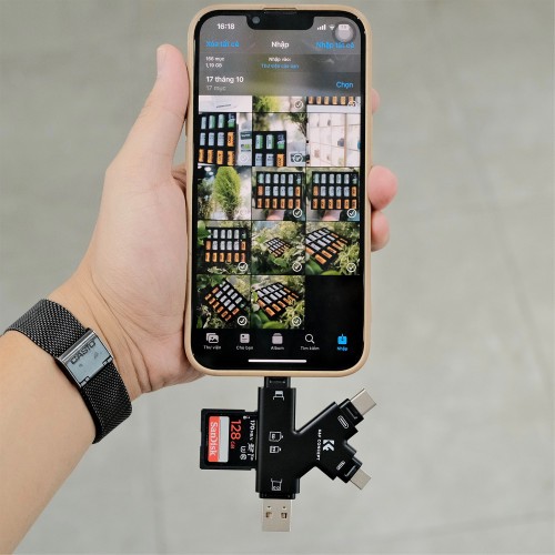 Đầu Đọc Thẻ Nhớ SD/MicroSD K&F Concept 4 trong 1 cho iPhone/iPad/Android/Mac/Computer KF42.0006 | Chính Hãng