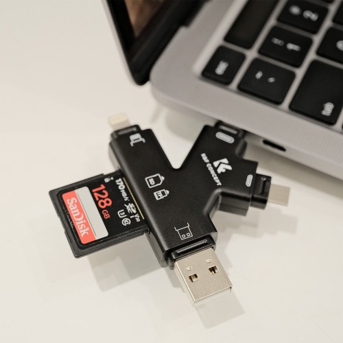 Đầu Đọc Thẻ Nhớ SD/MicroSD K&F Concept 4 trong 1 cho iPhone/iPad/Android/Mac/Computer KF42.0006 | Chính Hãng