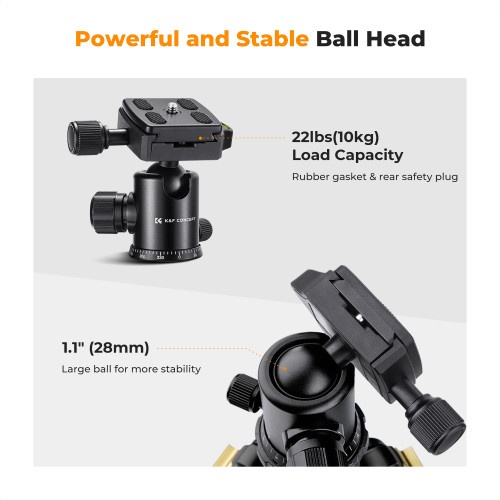 Chân máy ảnh Aluminum K&F Concept TM2324 kèm Ball Head (KF09.007) | Chính Hãng