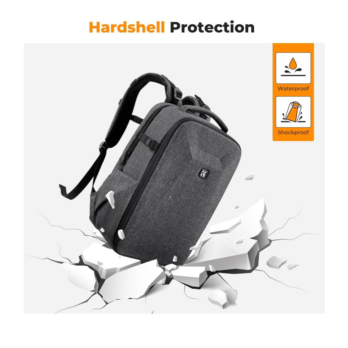 Balo máy ảnh KF KF13.134 V4 Xám dung tích 22L vỏ cứng