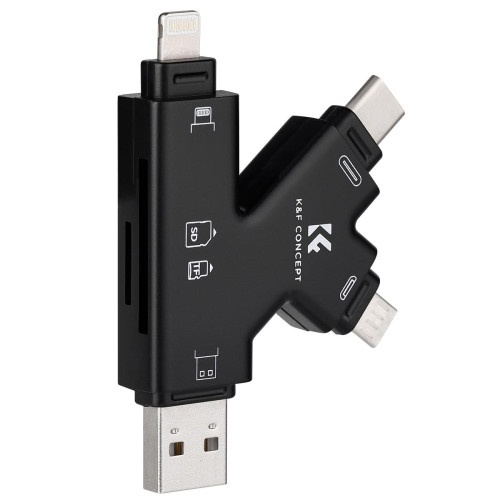 Đầu Đọc Thẻ Nhớ SD/MicroSD K&F Concept 4 trong 1 cho iPhone/iPad/Android/Mac/Computer KF42.0006 | Chính Hãng