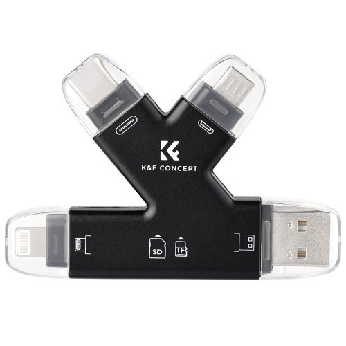 Đầu Đọc Thẻ Nhớ SD/MicroSD K&F Concept 4 trong 1 cho iPhone/iPad/Android/Mac/Computer KF42.0006 | Chính Hãng