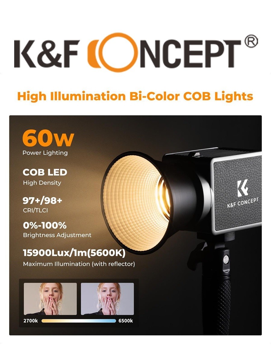 Đèn LED K&F CONCEPT 60W 4500mAh CCT 2700-6500K | KF34.045