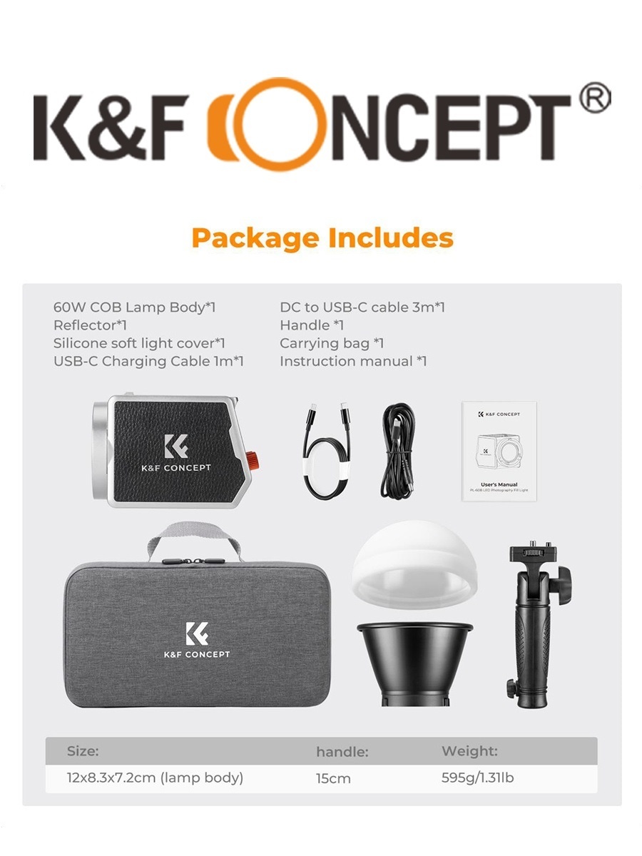 Đèn LED K&F CONCEPT 60W 4500mAh CCT 2700-6500K | KF34.045