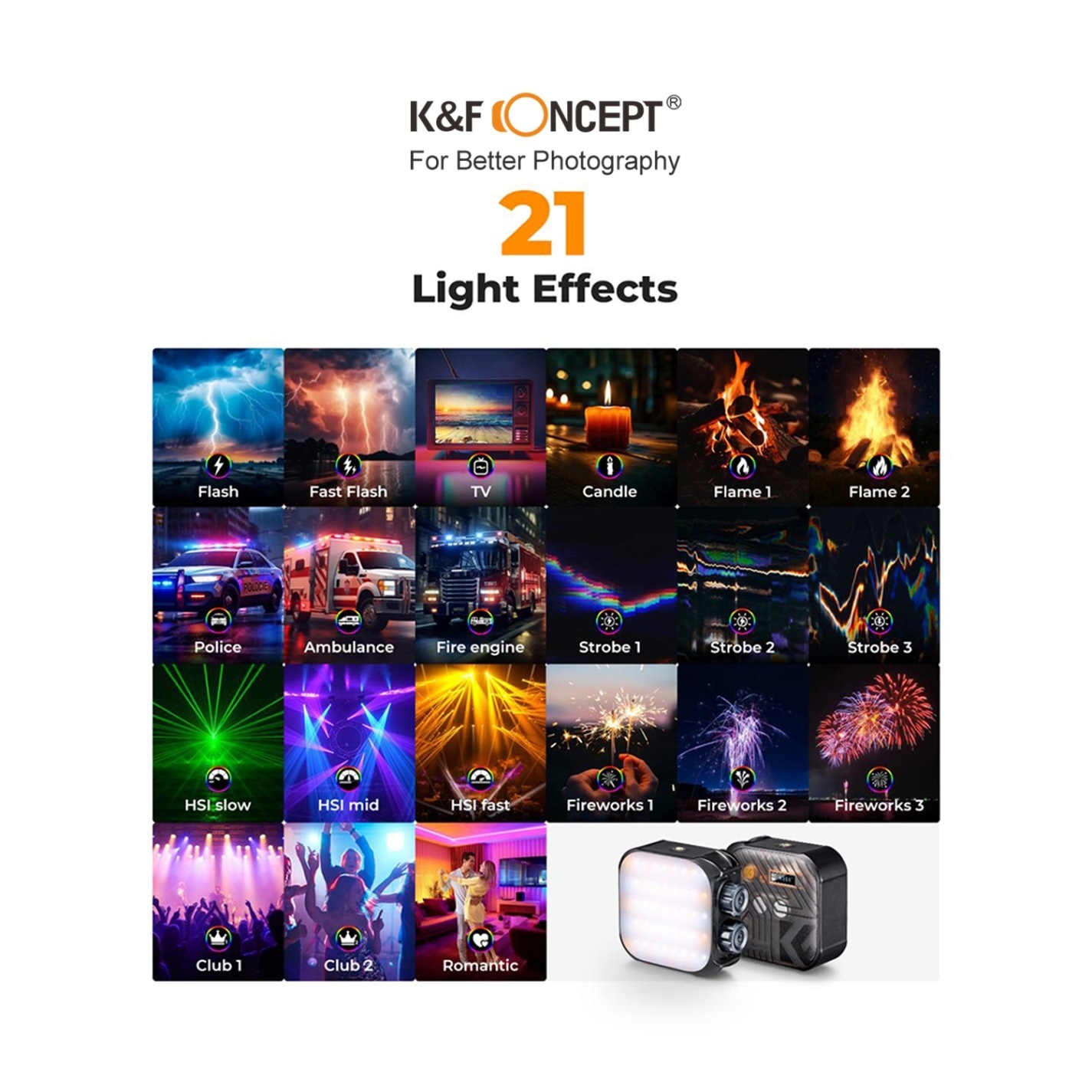 Đèn LED K&F CONCEPT RGB 2500-9900K CRI 96+ 6W | KF34.036
