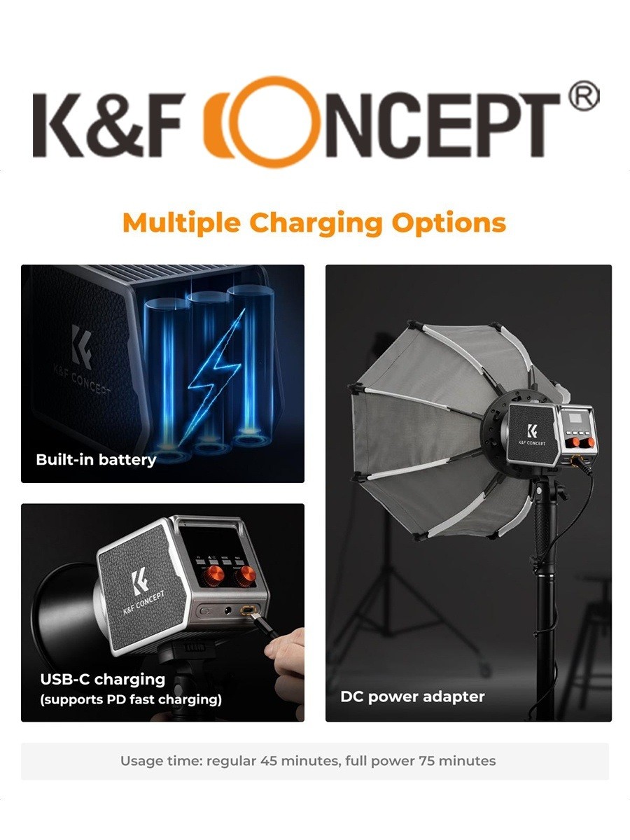 Đèn LED K&F CONCEPT 60W 4500mAh CCT 2700-6500K | KF34.045