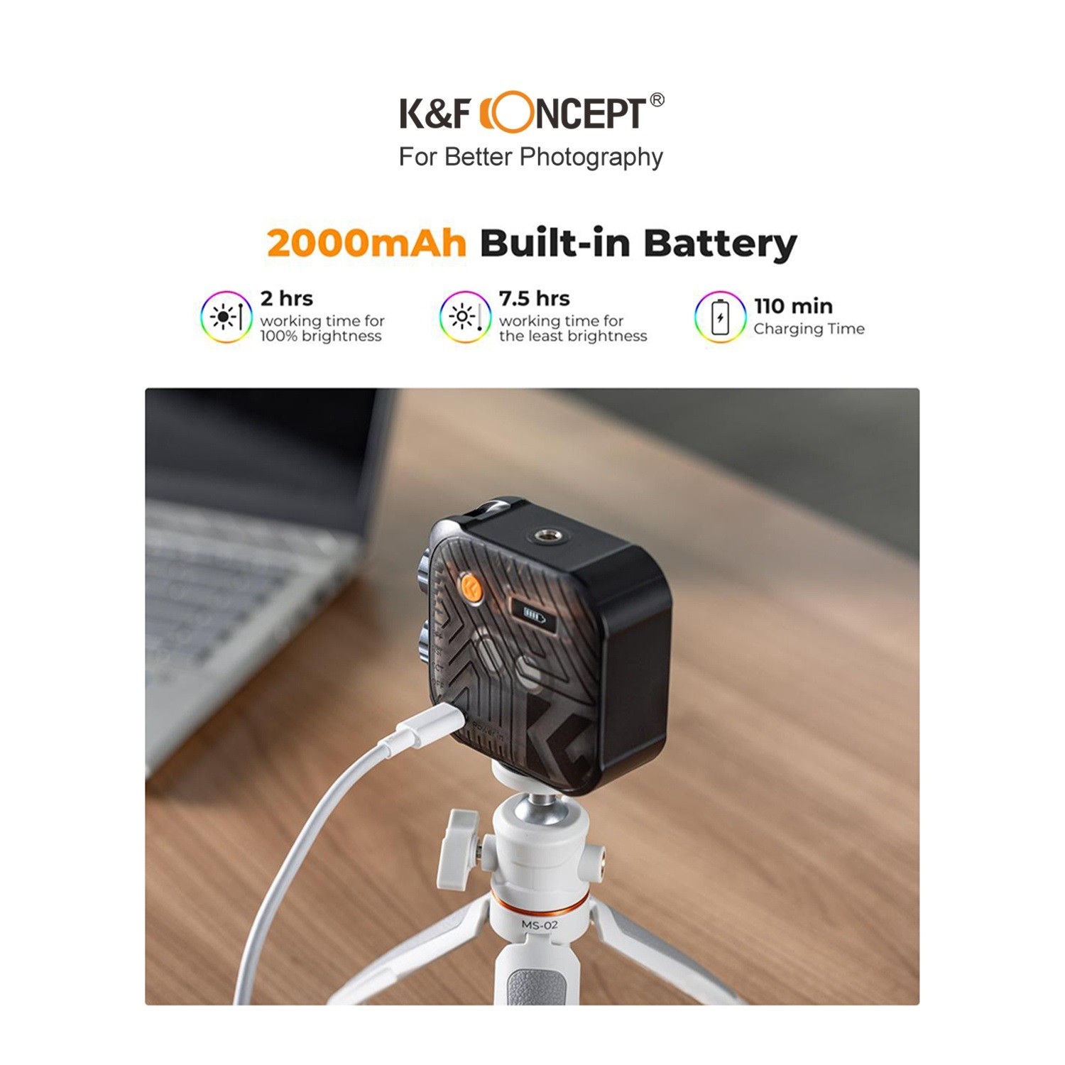 Đèn LED K&F CONCEPT RGB 2500-9900K CRI 96+ 6W | KF34.036