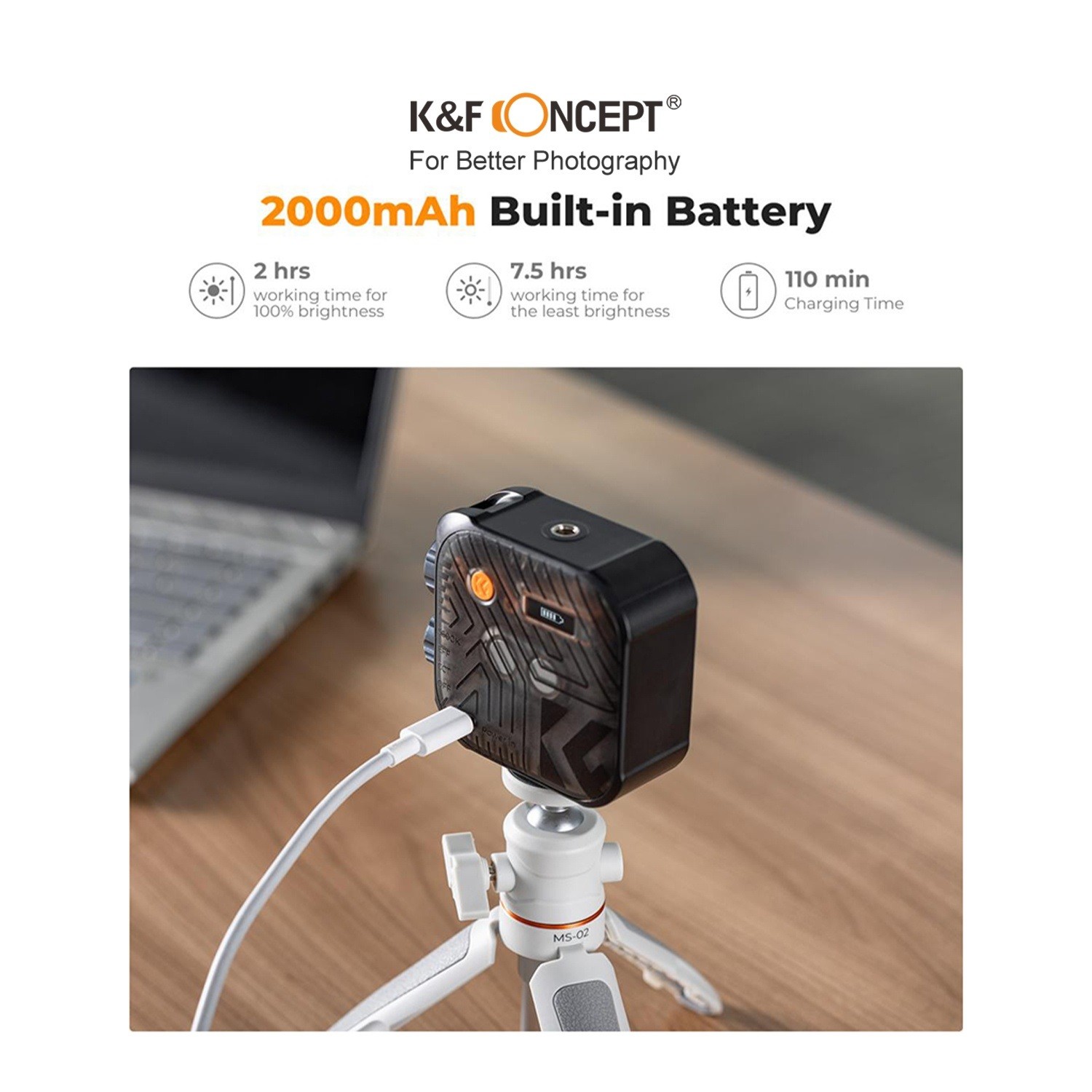 Đèn LED K&F CONCEPT 2500-9900K CRI 96+ 6W | KF34.035