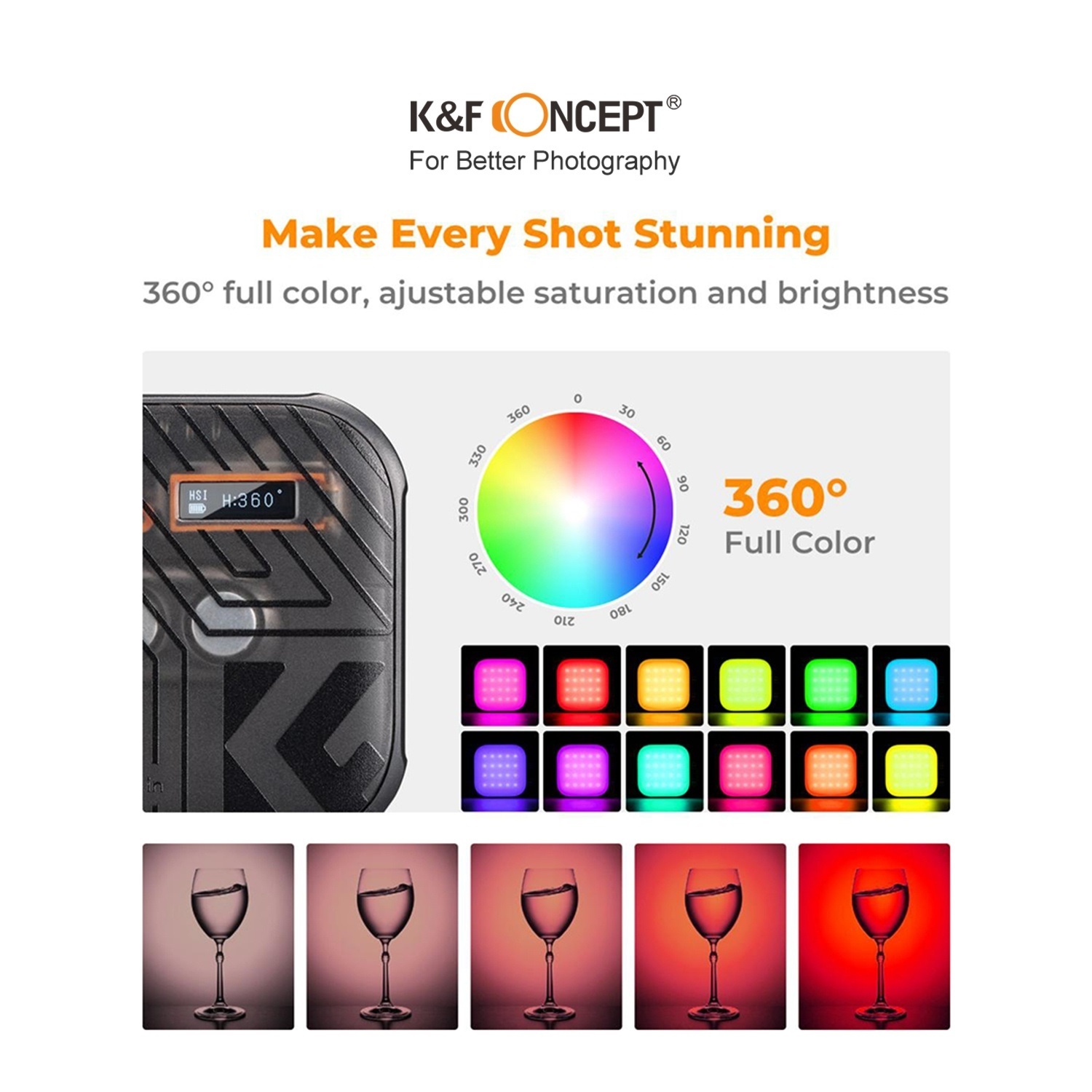 Đèn LED K&F CONCEPT RGB 2500-9900K CRI 96+ 6W | KF34.036