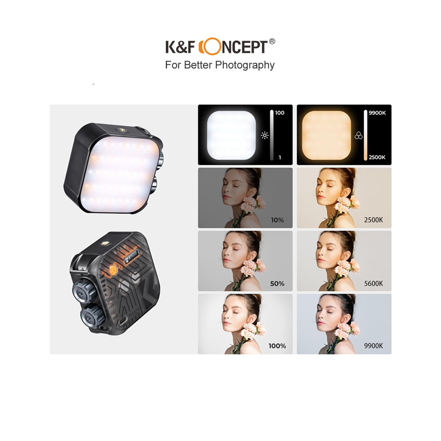 Đèn LED K&F CONCEPT 2500-9900K CRI 96+ 6W | KF34.035