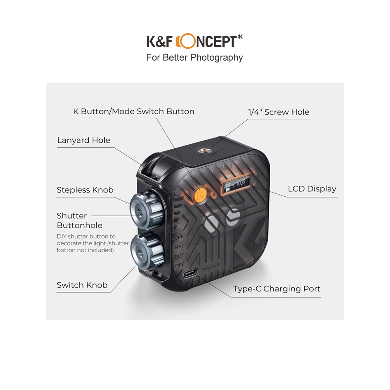 Đèn LED K&F CONCEPT RGB 2500-9900K CRI 96+ 6W | KF34.036